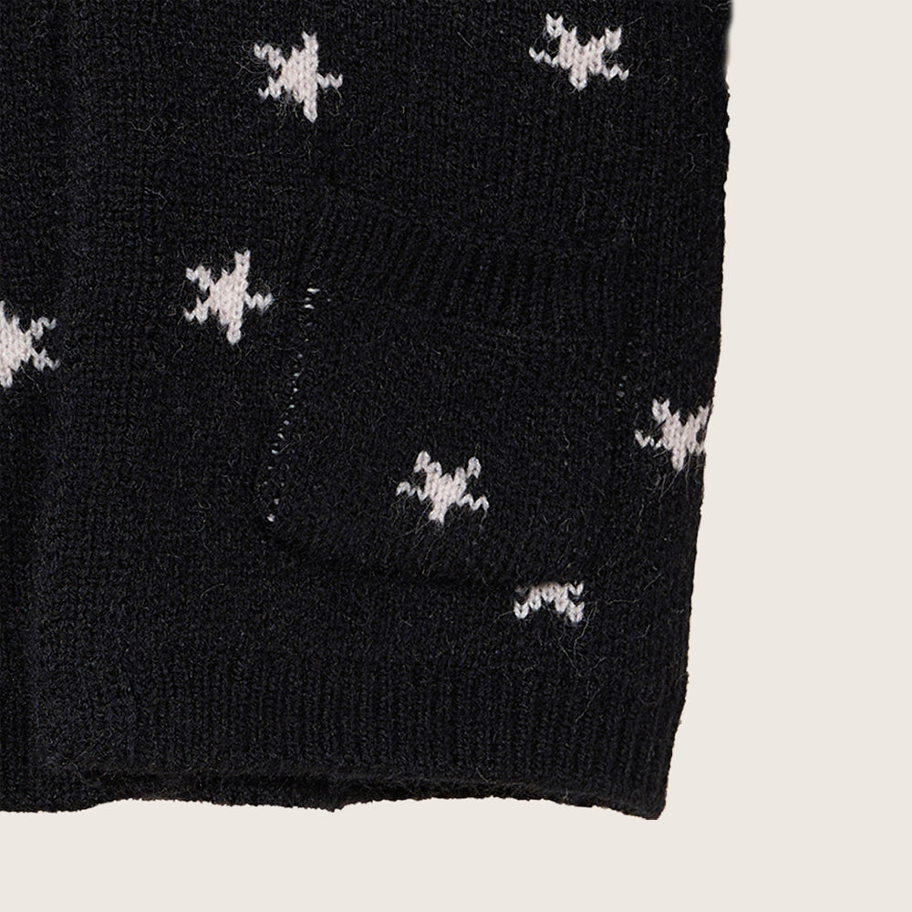 rise little earthling Hooded Jacquard Cardigan BBHSW03 - Anthracite Stars / 0-3m - Image 2