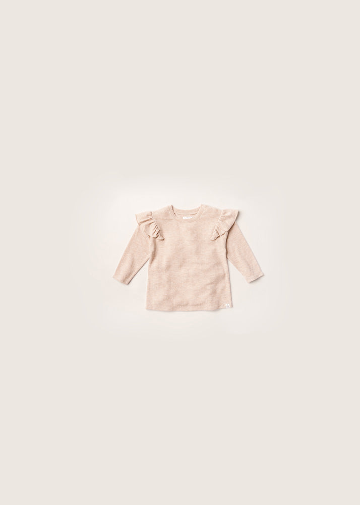 Rise Little Earthling Soft Ruffle Tee Oatmeal - Oatmeal / 2-3y
