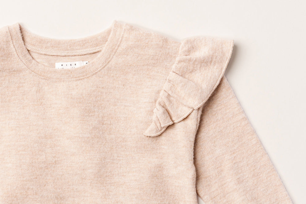 Rise Little Earthling Soft Ruffle Tee Oatmeal - Oatmeal / 2-3y - Image 2