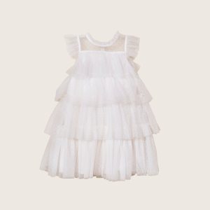 rise little earthling Tiered Dress TGHDR48 - White / 2-3y
