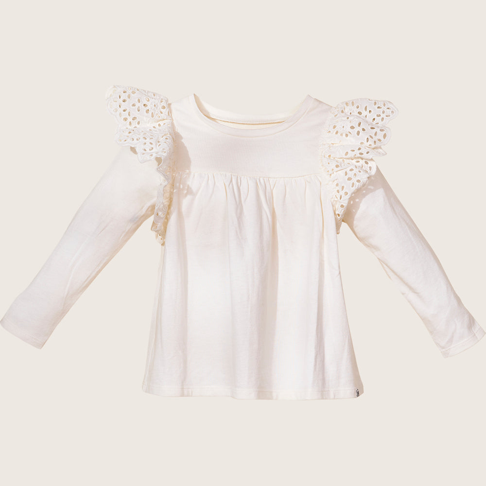 rise little earthling Ruffle Shoulder Tee TGHKT39 - Black / 5-6y - Image 4