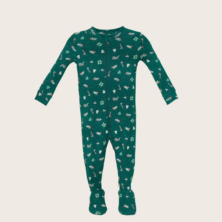 rise little earthling Holiday Sleeper BUHSL00 - Grey Xmas Tree / 6-9m