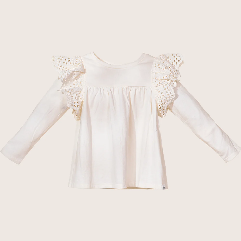 rise little earthling Ruffle Shoulder Tee TGHKT39 - Black / 5-6y - Image 6